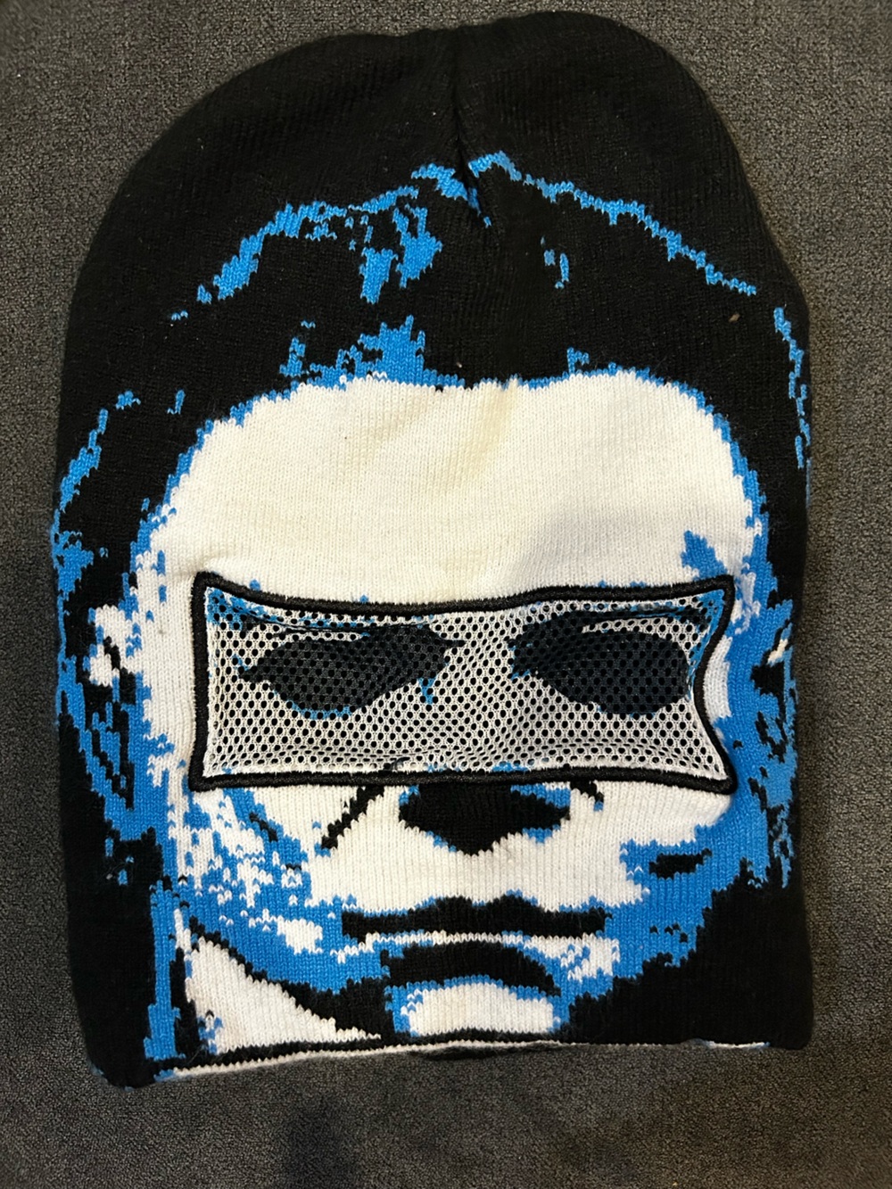 Men's Halloween Michael Myers Graphic Knit Beanie with Eye-Panel OS